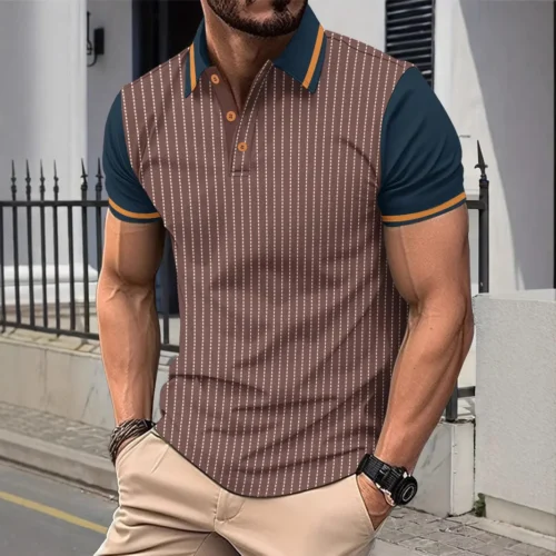 H07f7f8c295264ee2aedb51535913b16dy.webp Men's Color-Block Casual Polo Shirt