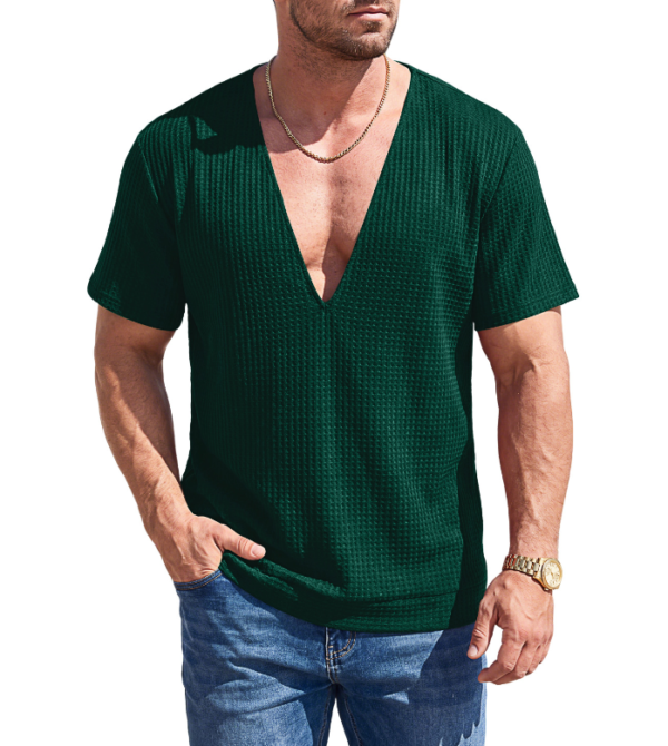 H0f33436e871c4077a025436a0363b8178.png_960x960q80.png Men's Knit Deep V-Neck T-Shirt