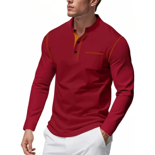 H16db8c5e97b44b2d8a3e89be9f319ee9f.webp Men's Knit Mock-Neck Long-Sleeve T-Shirt