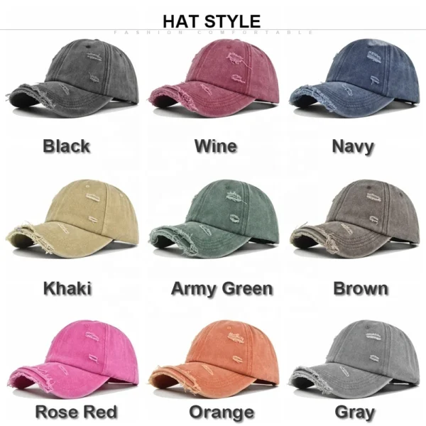 H2179aad08b7241a8a95e9ecaa64d5224E.webp Vintage Distressed Curved-Brim Cap