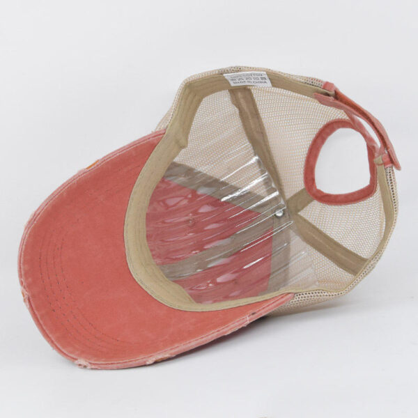 Distressed Ponytail Mesh Trucker Cap