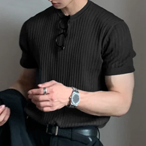 H2adda6c4ea4f43b3b971356a619d2082U.webp Men's Lightweight Knit Casual T-Shirt