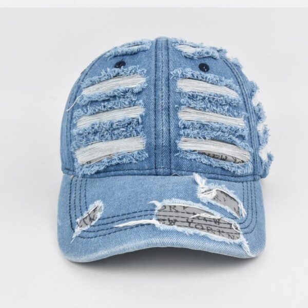 Oversized-Rip Denim Baseball Cap