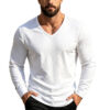 H4cbd5301d8904917b703c871b6172394b.jpg_960x960q80.jpg Men's Linen-Blend V-Neck Long-Sleeve Top