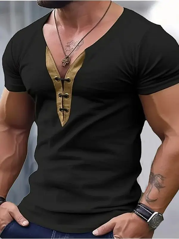 Men's Color-Block V-Neck Performance T-Shirt
