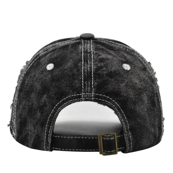 Color-Trim Distressed Denim Cap