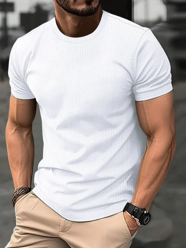 H6671e8fc5cee4129935121c336646a17i.webp Men's Jacquard Crew-Neck Performance T-Shirt