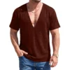 H67a969e8a6dd461fa6df590abf359d7aE.webp Men's Knit Deep V-Neck T-Shirt