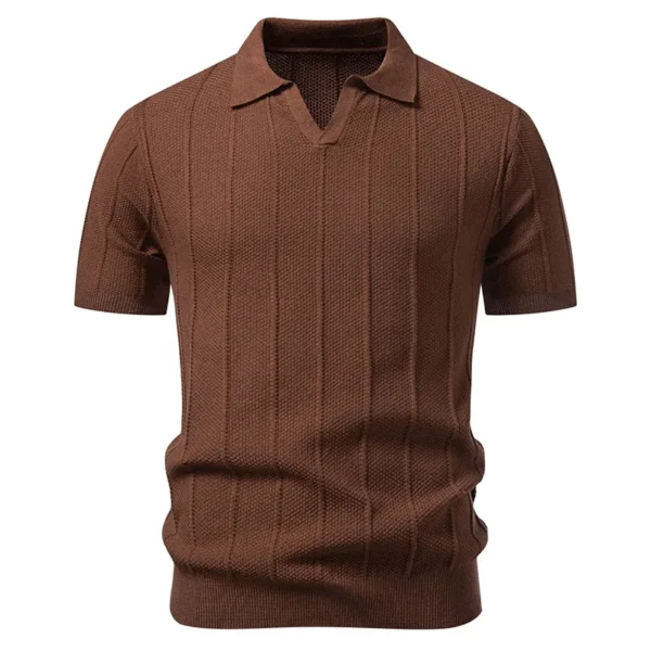 H687da148d028414898f01003a5b0e637H.webp Men's Knit Polo-Collar T-Shirt