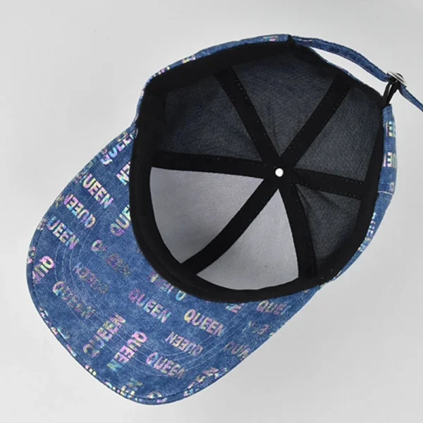 H7894e83391634dd984861f7c0fa10054p.webp Queen Graphic Washed Denim Cap