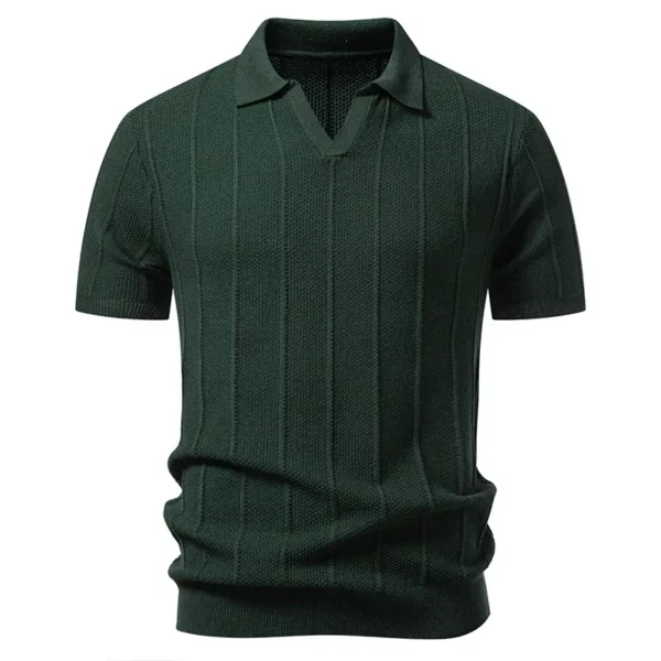 H7d1c850cf30347c1918db34c59334850D.webp Men's Knit Polo-Collar T-Shirt