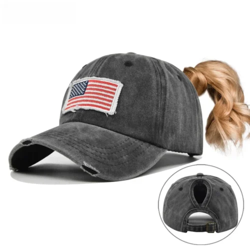 H8519409ca6e04348a0cda506d2875758h.webp Distressed American Flag Ponytail Cap