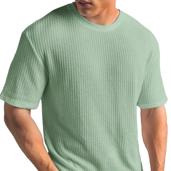 H89d2074ad5b141ff876952fba22ac10b4.webp Men's Waffle-Knit Crew-Neck T-Shirt