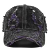 Color-Trim Distressed Denim Cap