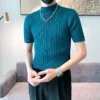 H9557c7eb9577481ab1c1e0996b61f028G.webp Men's Ribbed Mock-Neck Knit T-Shirt