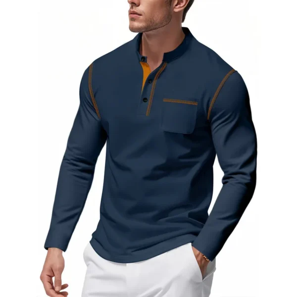 Ha3b2a2fefaf64f328cf0c020712ba964u.webp Men's Knit Mock-Neck Long-Sleeve T-Shirt
