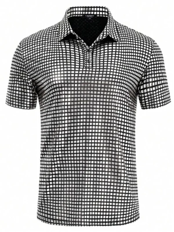 Ha40ba92ea21142deab27fe4e3aae38aan.webp Men's Textured Short-Sleeve Polo Shirt