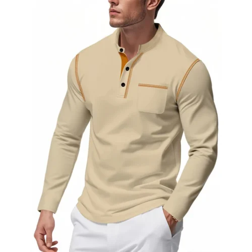 Hac5c8fc23f704295acfc9404c4112116h.webp Men's Knit Mock-Neck Long-Sleeve T-Shirt