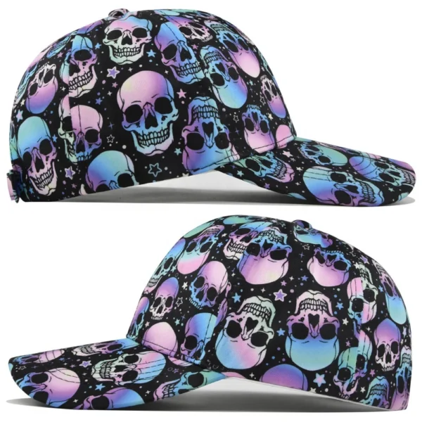 Hb02f70bc83714462bfa3c2db7e6ac82ax.webp Halloween Skull & Pumpkin Print Cap