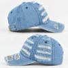Oversized-Rip Denim Baseball Cap