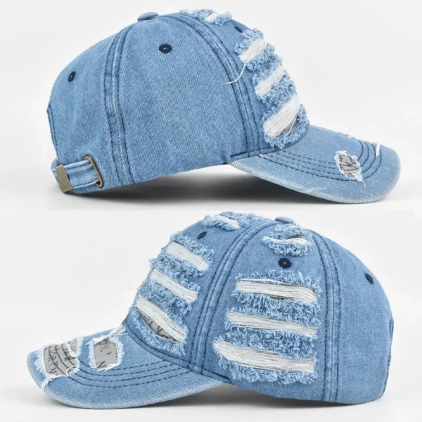 Oversized-Rip Denim Baseball Cap