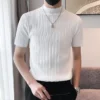 Hb7bfbc67d44f4b4f9c194667f96f2dbe2.webp Men's Ribbed Mock-Neck Knit T-Shirt
