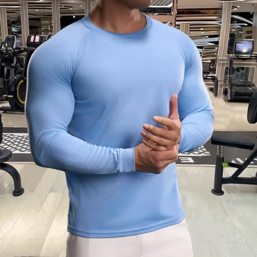 Hbd6fab884a934a49a8401183f46814aaa.webp Men's Stretch Quick-Dry Long-Sleeve Training Top