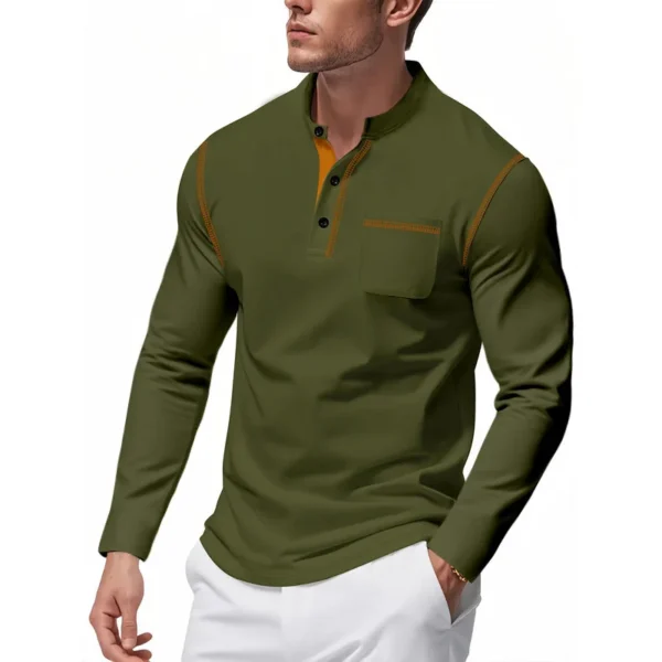 Hbfe03f89475040c7a102307ceca228f2g.webp Men's Knit Mock-Neck Long-Sleeve T-Shirt