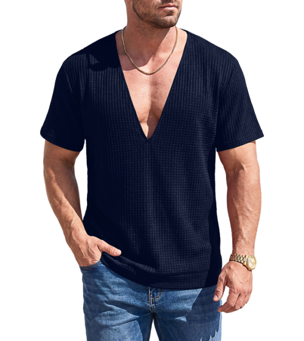 Hc4ca946c58444814b46982ff356c69cbS.png_960x960q80.png Men's Knit Deep V-Neck T-Shirt