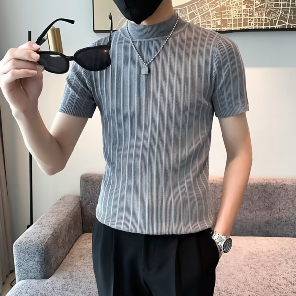 Hc92378f896c346fb9341f39e521d0e74k.png_960x960q80.png Men's Ribbed Mock-Neck Knit T-Shirt