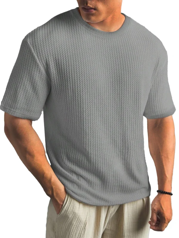 Hcc538740d83b4d88919e89134f42b54dh.webp Men's Waffle-Knit Crew-Neck T-Shirt