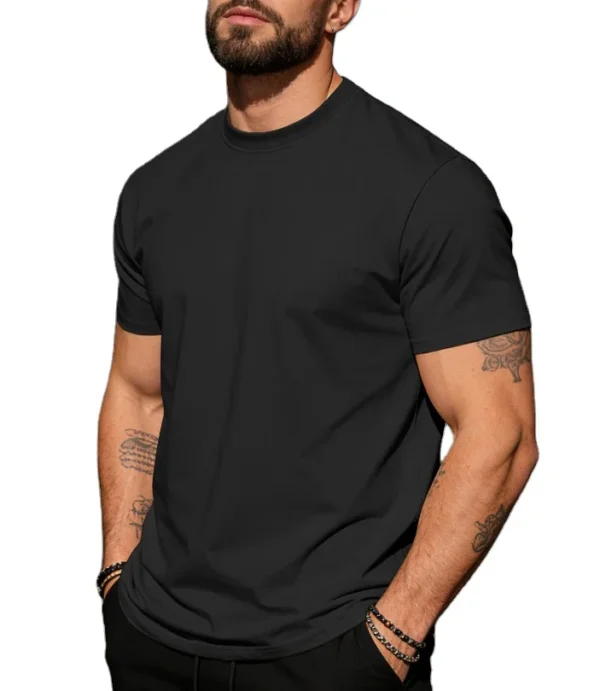 Hd85b0510b40a490a88d0936a6d53ee45A.webp Men's Cotton Crew-Neck T-Shirt