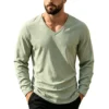 Hdb9ef29f19e04dc39963aec2374e944eb.webp Men's Linen-Blend V-Neck Long-Sleeve Top