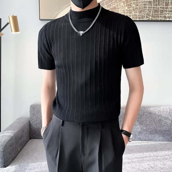 He1e150c020ab46ce83d669e77118b57e8.png_960x960q80.png Men's Ribbed Mock-Neck Knit T-Shirt