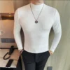He29b57000a8548edb93fc06701ecf3718.webp Men's High-Neck Knit Long-Sleeve T-Shirt