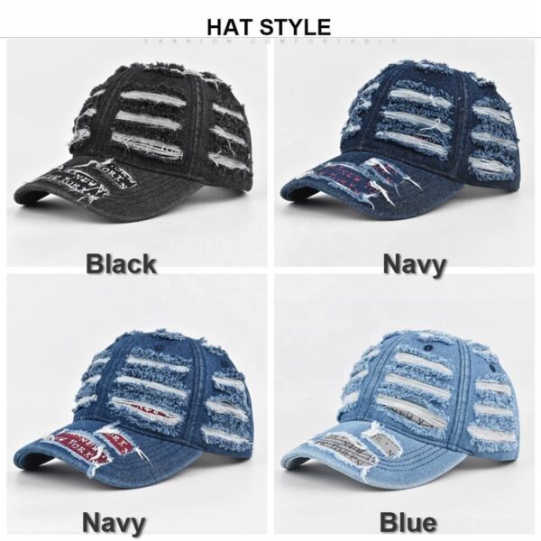 Oversized-Rip Denim Baseball Cap
