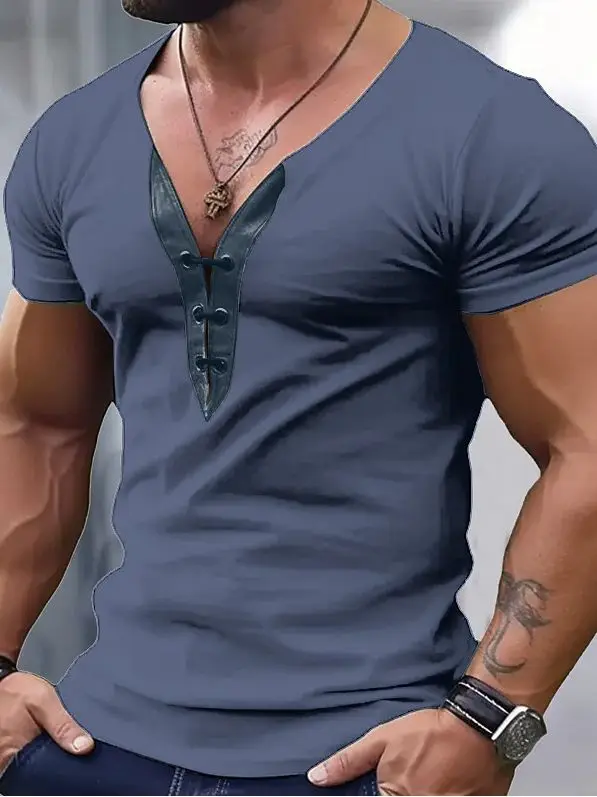 Men's Color-Block V-Neck Performance T-Shirt