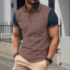 Hfd7e3f9979ec4a0b9c12e4e52491ccb11.webp Men's Color-Block Casual Polo Shirt