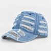Oversized-Rip Denim Baseball Cap
